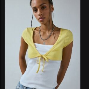 Urban Outfitters BDG Hannah Tie-Front Twofer Tee